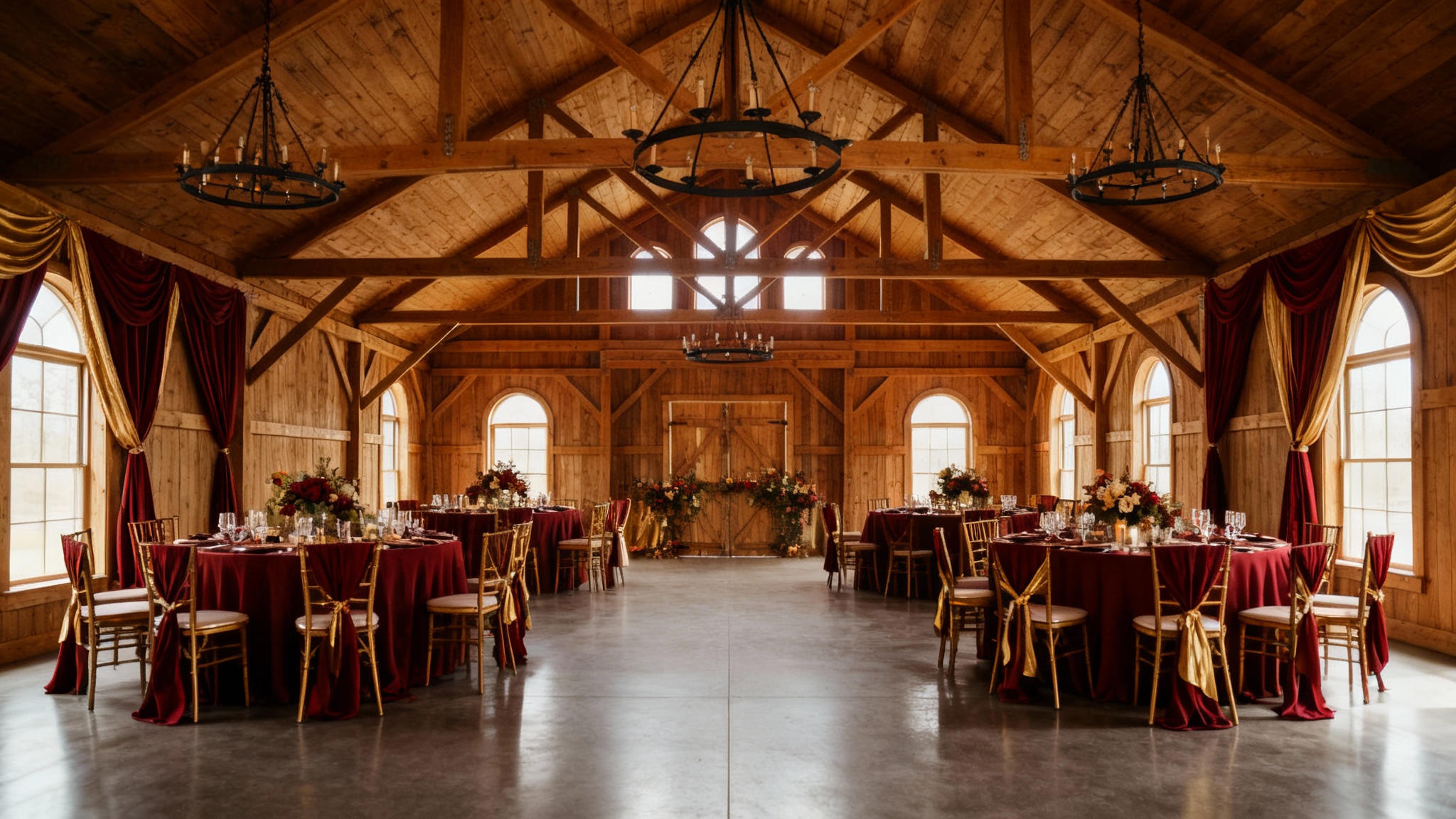 Red Wedding Theme venue design with Passionate and romantic with rich red tones and elegant accents